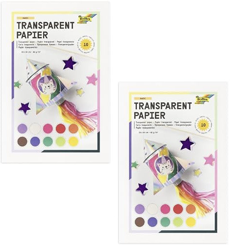 folia 888 - Transparentpapier im Heft, Drachenpapier, ca. 20 x 30 cm, 10 Blatt sortiert in 10 Farben, 42 g/qm, durchschimmernd, zum Basteln von Windlichtern, Laternen (2)