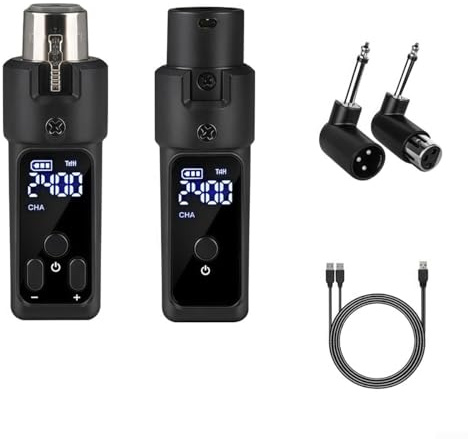 Système de microphone sans fil 2 4 GHz avec interface XLR prenant en charge les microphones dynamiques et à condensateur, convient pour DJ, présentateurs et lieux en direct (1 pour dynamique)