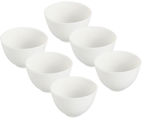 HAMPPLIES Recipiente de Silicona Blanco para Mascarillas Faciales 6 Piezas, Cuencos Medianos Apilables para Tratamientos de Belleza DIY en Casa