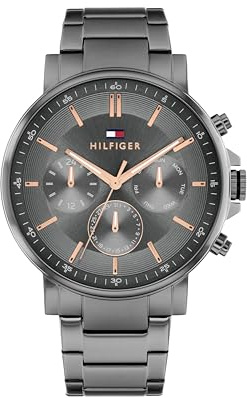 Tommy Hilfiger Reloj Analógico de Cuarzo Multifunctión para Hombre con Correa de Acero Inoxidable