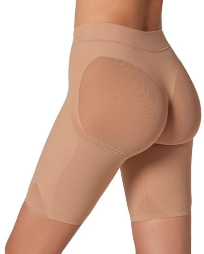Leonisa womens Well-rounded Invisible Butt Lifter Shaper Short Shapewear Bodysuit, Beige, Small US