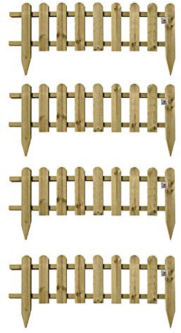 Pack of 4 x Wooden Panel Picket Fencing - Garden Wood Border Fence