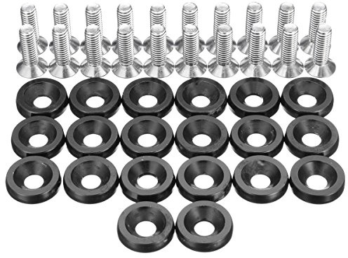 MOMOALA Alamor 20Pcs CNC in Alluminio Paraurti Fender Rondella Motore bay Dress Up Kit M6X15Mm-Nero
