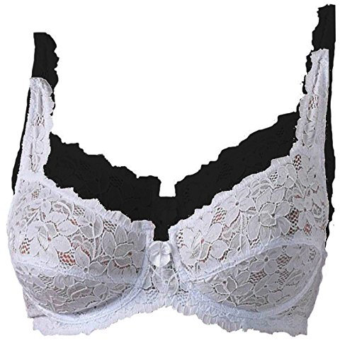 Ladies Underwired Designer Non Padded Bra Lace Bra by Marlon 2Pack Black & White BlkWht-40C