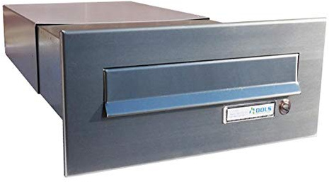 Edelstahl Mauerdurchwurf Briefkasten mit Klingel - T: 39-62 cm- B-042
