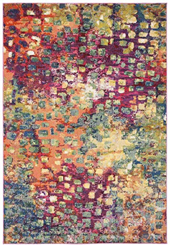 SAFAVIEH Madison Collection Accent Rug - 2' x 4', Fuchsia & Gold, Boho Abstract Distressed Design, Non-Shedding & Easy Care, Ideal for High Traffic Areas in Entryway, Living Room, Bedroom (MAD425D)