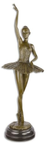 Casa Padrino Bronsskulptur med marmorbas ballerina brons/svart 22 x 20,4 x H 66,5 cm – bronsfigur – dekorfigur – dekorationstillbehör