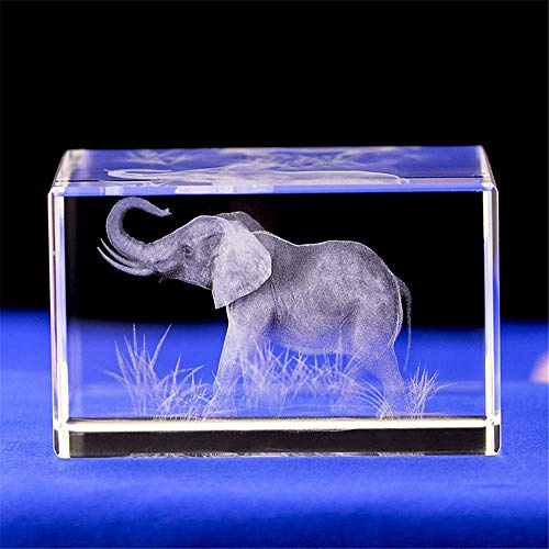 Elefanten-Geschenk/3D-Lasergravierte Kristallkunst von Elefanten-Figuren, Kristallglas-Würfel, Gravur für Zuhause, Dekoration, Geburtstag, Kinder, Männer (50 x 50 x 80)