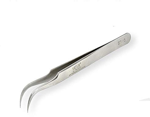 Pince à épiler Vetus droite pointue/courbée en acier inoxydable ST pour extensions de cils