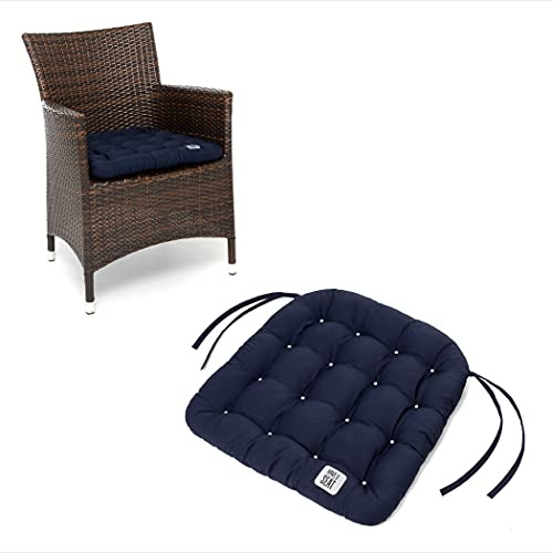 HAVE A SEAT Luxury | Sitzkissen 48 x 46 cm (2 St.) - bequemes Stuhlkissen - orthopädisch, wetterfest, waschbar bis 95° C, Trockner geeignet - Made in Germany (48x46 cm - 2er Set, Marine-Blau)