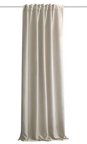 HOMEbasics | Akustikvorhang Uni | ACUSTICO | Lärm-, Hitze-, Kälte- und Zugluft-Schutz + abdunkelnd | Natur | 245 x 135 cm