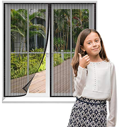 AMCER Zanzariera Magnetica Porta Finestra 120x180cm, Tenda Zanzariera Porta Magnetica, Rete Anti Zanzare Zanzariera A Chiusura Automatica per Corridoi Porte Patio - Nero
