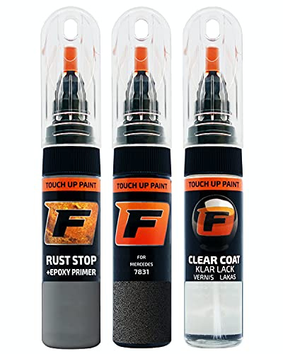 FIRANTO Lackstift Autolack Reparaturset für Mercedes 7831 Graphitgrau - 3-in-1 Autolack Kratzer Reparaturstift 15ml Grundierung, Klarlack