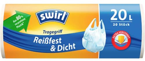 Swirl Bin Liners with Carry Handle, 20 Litres, Pack of 20