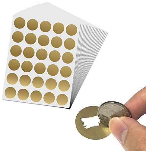 900 Stück, 25mm Rubbelaufkleber Rubbellose Selber Machen - Gold | Scratch off Sticker, Rubbelsticker
