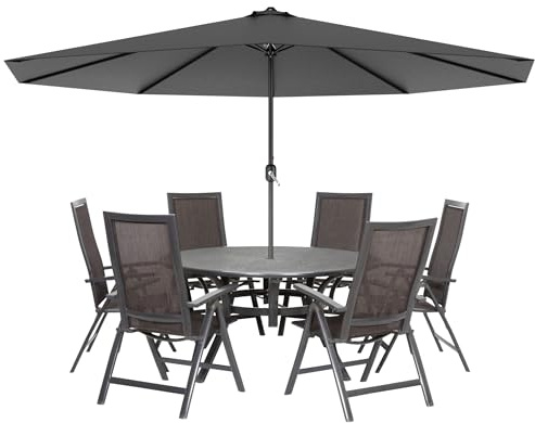 YRHome 300cm/350cm Sonnenschirm Alu ohne/mit Neigungsfunktion UV Schutz 40+ - Dunkelgrau Gartenschirm Terrassenschirm Marktschirm für Balkon, Garten, Terrasse