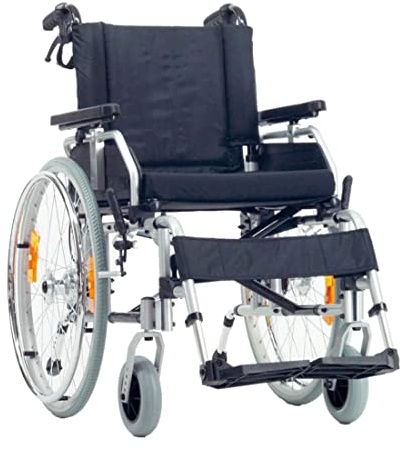 FabaCare Leichtgewichtrollstuhl mit Trommelbremse 2920 Moly, faltbarer Rollstuhl, Reiserollstuhl mit Steckachsen, Sicherheitsreflektoren, Sitzbreite: 48 cm