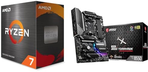 AMD Ryzen 5 5700X Prozessor (Basistakt: 3.4GHz, Max. Leistungstakt: bis zu 4.6GHz) 100-100000926WOF, Schwarz & MSI MAG B550 Tomahawk AMD AM4 DDR4 M.2 USB 3.2 Gen Gaming Motherboard