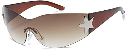LJCZKA Rimless y2k Sunglasses for Women Men – Oversized Wrap Around Sunglasses One Piece Shades Unisex UV400 Protection