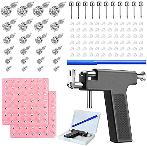 Longbeauty 248 Stk/550 Stk/224 Stk Ohrloch Stecher Ohrlochpistole Set Edelstahl Piercing Gun Pistole mit Ohrsteckern Ohrringbolzen Körperpiercing Werkzeugset für Nabel Nase Lippe Septum Ohr