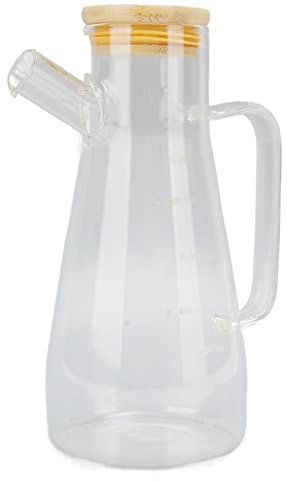 Glass Olive Oil Dispenser, Oil and Vinegar Dispenser Set with Clear Scale, Dustproof and Leakproof, High Borosilicate Glass Oil Bottle (650ML)