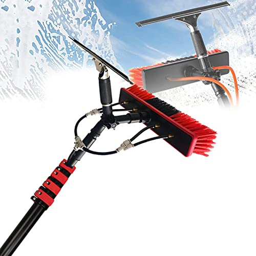 GIZMIT Solar Panel Cleaning Brush, Window Cleaner Solar Panel Cleaning System Washing Tool with 35cm Brush & Spray Washer Water Fed Pole w/Squeegee for Solar Panel,30FT/9M