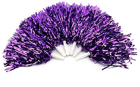 KOSDFOGE Große Cheerleader Pompons, 7 Farben, 6 Stück, Party Tanzzubehör, Sport Pompons, Cheer für Teamgeist, Sport, Tanz, Jubel und Erwachsene(Lila)