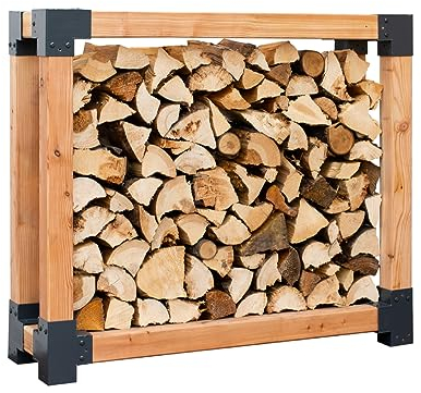 WESTMANN Kaminholzregal Michel | 138x40x120 cm Natur/Schwarz | Kaminholzunterstand & Kaminholzlager | Kaminholz Stapelhilfe für den Außenbereich
