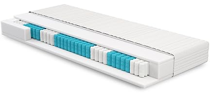 Meisterschlaf Federkernmatratze 100x220 - Roy - H3 bis 100kg - Allergiker - Schwitzen - 7-Zonen - Mittelfest - Taschenfederkern 100x220