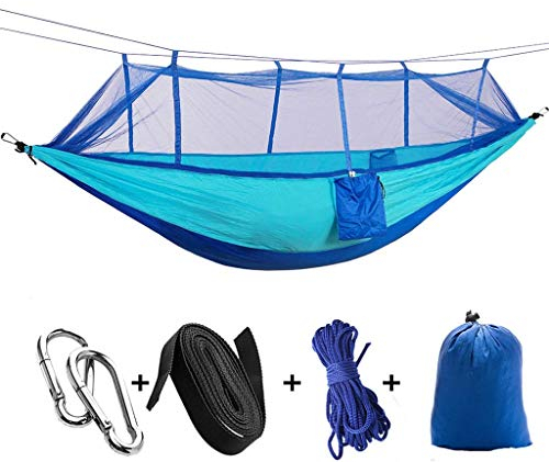 Freizeit-Camping-Hängematte, leicht, langlebig, tragbar, Reise-Hängematte mit Moskitonetz, für 2 Personen, Outdoor-Camping, Wandern, Rucksackreisen, Geschenke für Wanderer