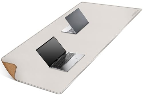MAIDERN Schreibtischunterlage Kork & Leder, Doppelseitiges Schreibtischunterlage filz 160 x 80 cm, Groß Mauspad xxl, Wasserdichte Schreibunterlage papier, Büro und Zuhause Tischunterlage (Creme)