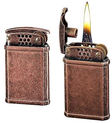 Vintage-Kerosinfeuerzeuge, wiederverwendbare Metallfeuerzeuge, tragbare antike Kerosinfeuerzeuge, altmodische Sandradfeuerzeuge, Sammlerstück, dekorativ, Geschenke (Kraftstoff nicht im Lieferumfang en