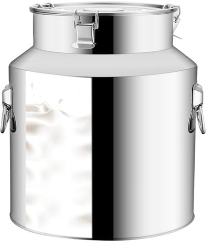 Bidon à Lait en Acier Inoxydable Grand Seau en Acier Inoxydable De 9 L avec Couvercle Seau à Vin avec Poignée De Transport Et Boucle Récipient à Huile pour Le Stockage Et Le Transport De Liquides