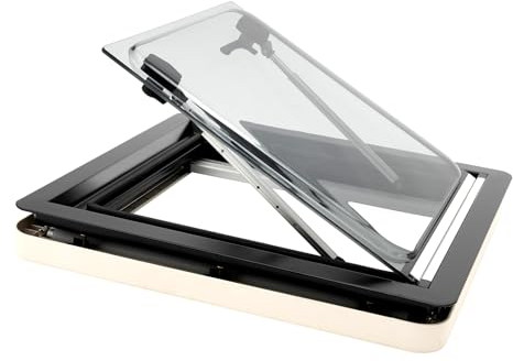 MBUYI Ventana de techo de 45 x 50 cm, extrapolada, ventana de ventilación extrapolada, ángulo ajustable, acrílico para caravanas, caravanas, furgonetas, furgonetas