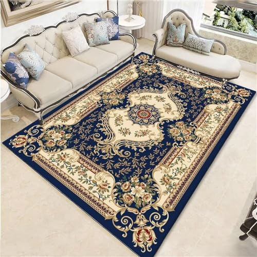 RUGMRZ Teppiche Küche Teppich Blaues großes Muster Muster Dekoration Wohnzimmer Mitte Teppich ist pflegeleicht Webteppich 50X80CM