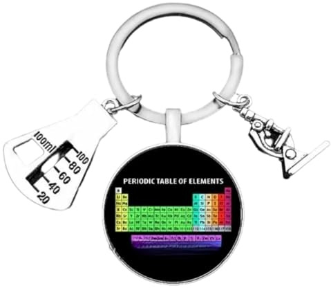 Porte-clés tableau périodique - Porte-clés tableau des éléments de chimie ou de laboratoire - Accessoire pour amateurs de tableau périodique, de chimie, d'éducation, de science, etc. - Porte-clés
