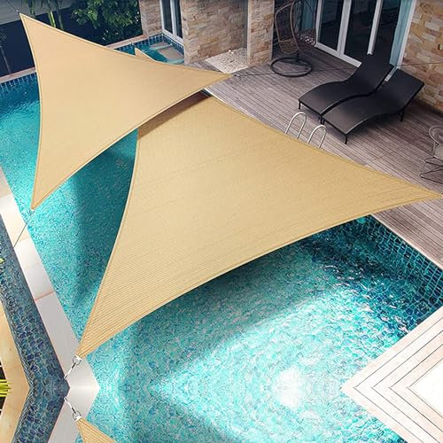 Triangle Sun Shade Sail Permeable Canopy Sand Garden Yard Deck Pergola above ground pool shade backyard shade canopy ，Canopy Fabric UV Block Awning ﻿(Size:5.03x5.03x5.03m)