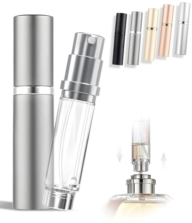ASADAYS Tragbarer Parfümzerstäuber, nachfüllbar, leere Reise-Sprühflasche, Nano-Nebel, Bodenfüllung, Mini-Zerstäuber, Taschengröße, Damen und Herren (klassisch, grau)