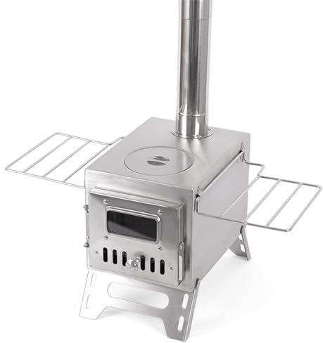 Outdoor Camping Wood-burning Stove Firewood Burner Stainless Steel Foldable Heater with Tent Fire Window Patio Fireplace Campfire Cooking Ideal for Picnics, Outdoor fire pit