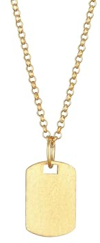 Kuzzoi Herren Halskette mit Military Platte (15 mm) in 925 Sterling Silber vergoldet, Goldene Dog Tag Kette, Kette mit Plaketten-Anhänger für den Mann, Modische Military Herrenkette