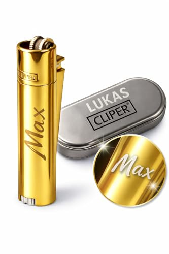 Clipper Feuerzeug mit Gravur, Personalisierte Geschenke Geburtstagsgeschenk für Männer Frauen Partner Freund Jahrestag Geschenk für Ihn Sie Männergeschenke Gadgets Geburtstagsgeschenke (Gold)
