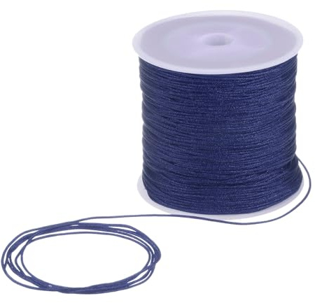 sourcing map 1mm Nylon String Cord 109 Yards Nylon Satin String Bracelet String Chinese Knotting Cord Beading Thread for Jewelry Making Braided Necklaces Macrame Trim Craft Navy Blue