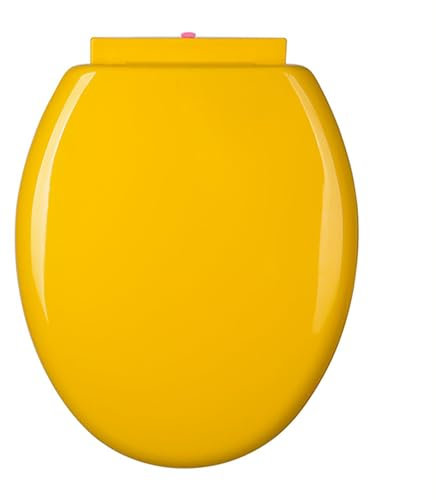 Brigtviee VerläNgerter Wc Brille,O-Typ Toilettendeckel,Farbiger Wc-Sitzbezug Mit Soft-Close-Funktion,Verstellbarer Toilettensitz Aus Kunststoff,Einfache Top-Installation Und Freigabe,Gelb
