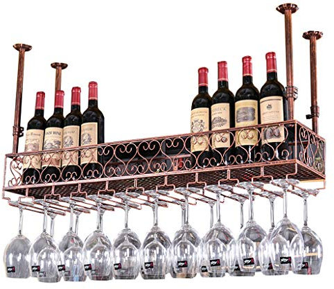 TELAIUS Portabottiglie da Parete in Metallo con Altezza Regolabile per Bar, portabottiglie da Appendere al Muro, portabicchieri da Vino sospeso al soffitto, portabicchieri per l'organizzaz