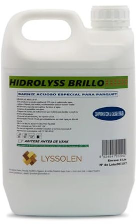 LYSSOLEN - Barniz al Agua para Parquet - Abrillantador y Reparador Madera Interior y Exterior - Protección Profesional para Suelos de Madera y Parquet - Incoloro, Acabado Ultramate, 5 Litros