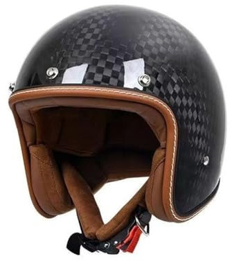 Carbon Fiber All-Season 3/4 Helm leicht und bequem Herausnehmbares Futter Open-Face Helme für Cruiser Motorradhelm Motorradhelm Moto Jugend Touring Scooters Motorrad Moto Bike