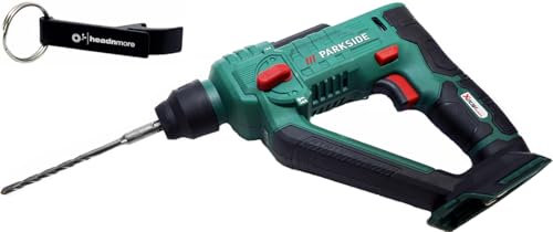 HEADNMORE® Parkside® - Martello perforatore a batteria da 20 V, PABH 20, con valigetta per il trasporto + portachiavi HEADNMORE® (senza batteria)