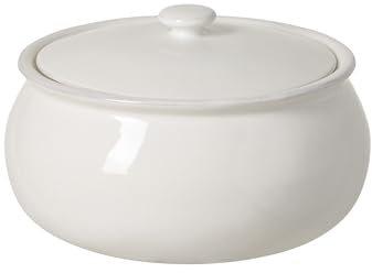 Costa Nova sopera Aparte: Cuenco de gres fino blanco con esmalte brillante y bordes cepillados a mano, apto para lavavajillas, microondas, horno y congelador, capacidad 3,8 l, Ø 25,5 cm