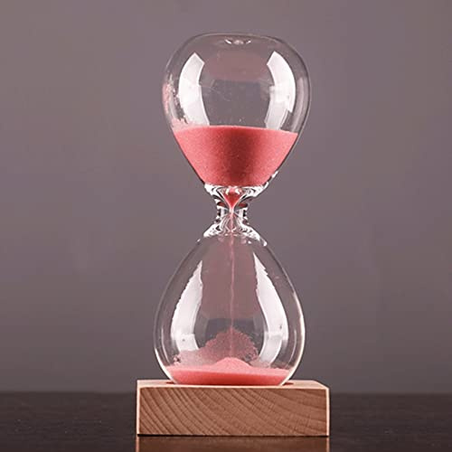 BDSHGRDH minuteur de Sable， Hourglass 10/30/60 Minutes Wood Sand Clock,Fashion Colorful Sand Glass Sandglass Hourglass Timer Clear Smooth Glass Measures,W(Roze,30 Minutes(20 * 8cm))