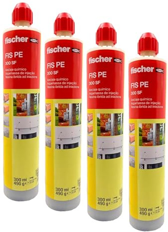 fischer | taco quimico,resina poliester económico para fijaciones que no requieran homologación, fijación hormigon, ladrillo hueco (300ml) (Paquete de 4)